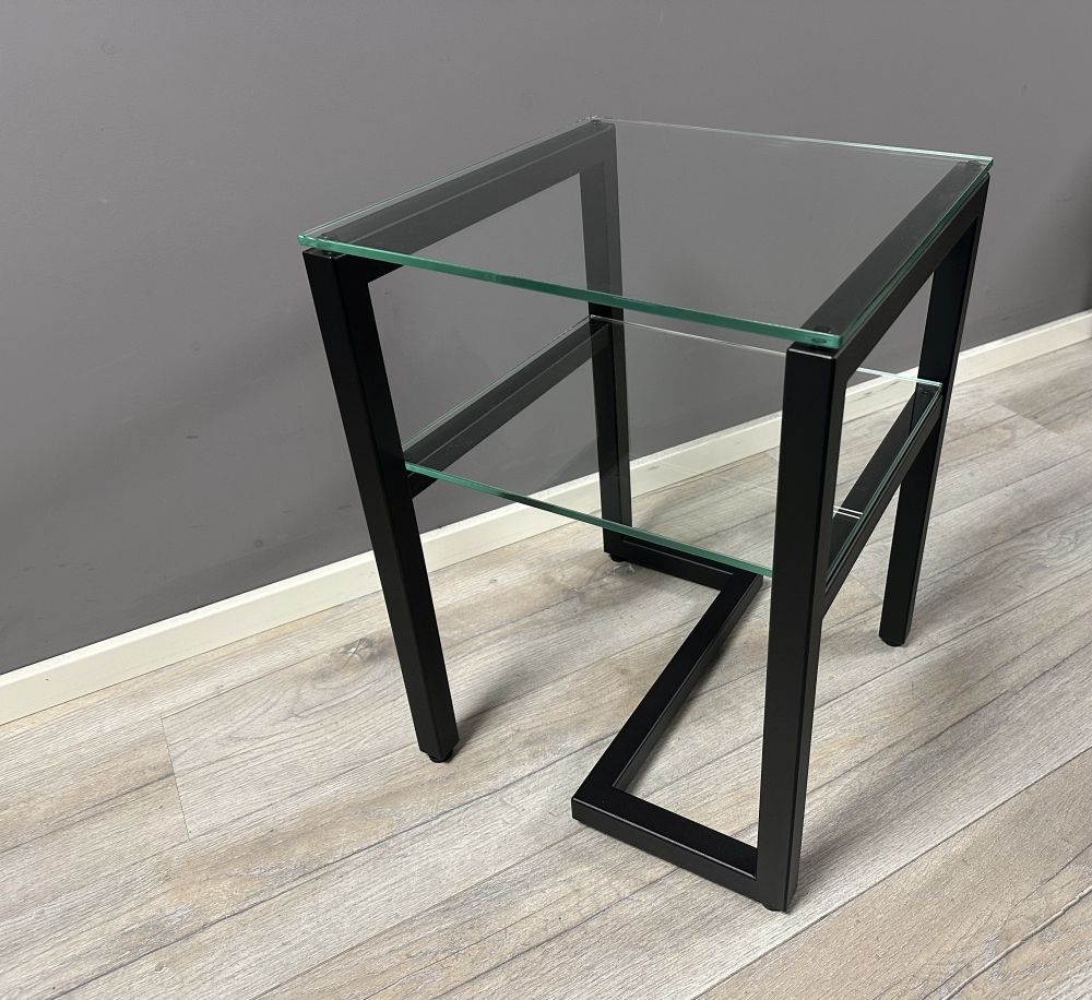 Zwart glazen bijzettafel BZ-08